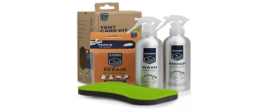 wash and repair kit for a tent